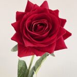 Vibrant red artificial flower rose, perfect for faux wedding flowers and decor.