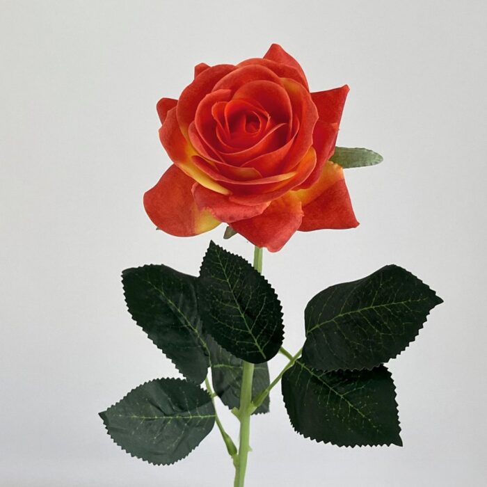 Realistic red rose artificial flower, perfect for faux wedding flowers and decor.