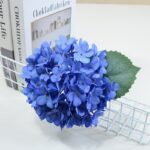Blue silk faux hydrangea bouquet perfect for home and wedding decor.