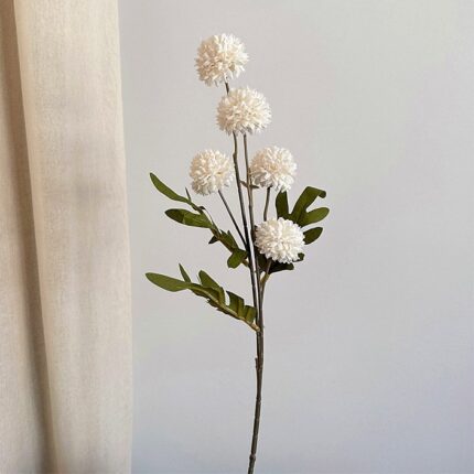 Silk Pompon Ball 5 Heads - 49-YWMR2004 artificial flower in white