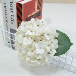 Artificial white silk hydrangea bouquet arrangement for home decor