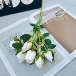 Silk Rose 7 Heads - 69-YWMR4009 artificial flower in white