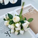 Silk Rose 12 Heads - 70-YWMR9001 artificial flower in white