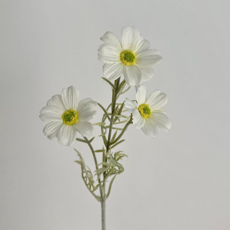 Flocking Cosmos 3 Heads - 73-YWMR1008 artificial flower in white