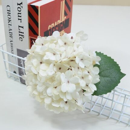 Artificial white silk hydrangea bouquet arrangement for home decor