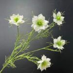 White silk cosmos flower bouquet, offering realistic faux floral decoration.