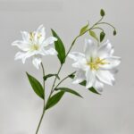 Pair of white faux wedding flowers, perfect artificial flower accents for bridal arrangements.