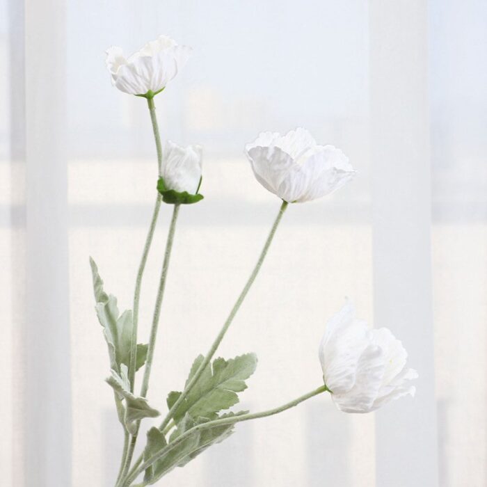White artificial flower corn poppies ideal for faux wedding flowers and floral arrangements.