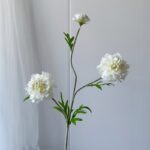 Silk white scabiosa artificial flower arrangement, perfect for faux wedding flowers decor.