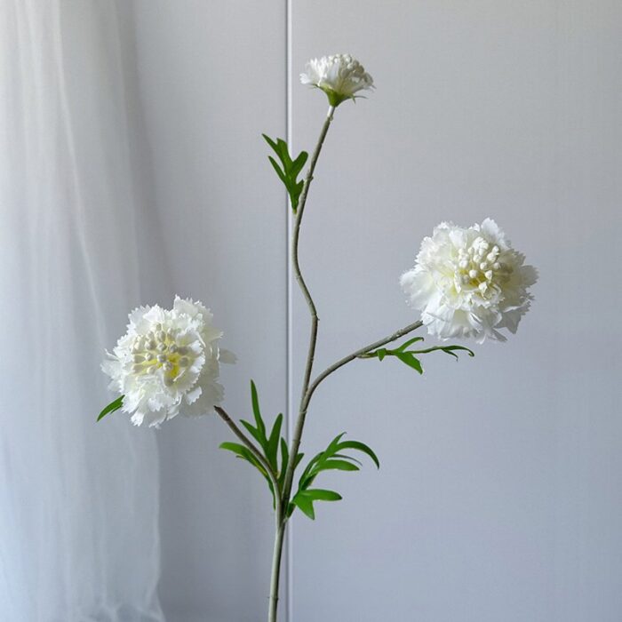 Silk white scabiosa artificial flower arrangement, perfect for faux wedding flowers decor.