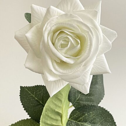 Realistic white rose ideal for faux wedding flowers and wedding decor.