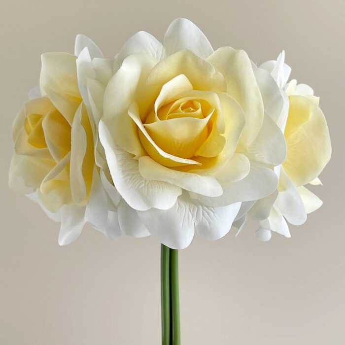 Elegant bouquet of cream faux wedding flowers, perfect real touch artificial flower decoration.
