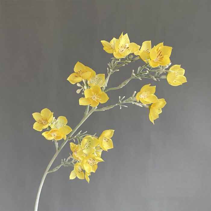 Faux yellow flower branch, ideal for creating decor with the look of real touch wedding flowers.
