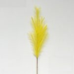 Bright yellow artificial flower plume reed, perfect for enhancing wedding bouquets and floral arrangements.