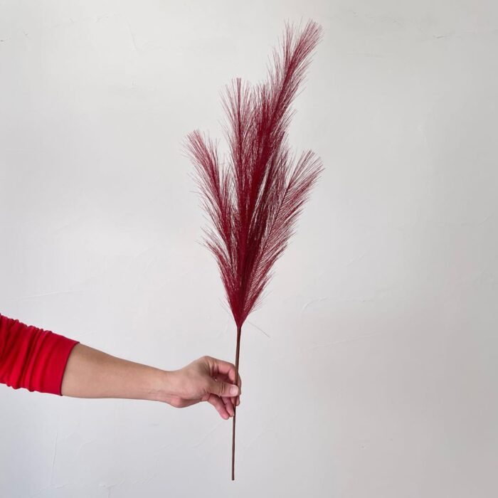 Deep Red Faux Reed Plumes - Artificial Flower for Wedding Decor Red plastic reed artificial flower used for wedding decor and floral arrangements.