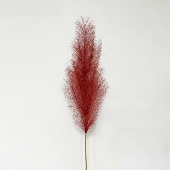 Red feathery plume perfect for decorating wreaths, boutonnieres, or creating faux wedding flowers.
