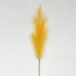 Golden yellow faux reed plume for wedding decor and artificial flower centerpieces.