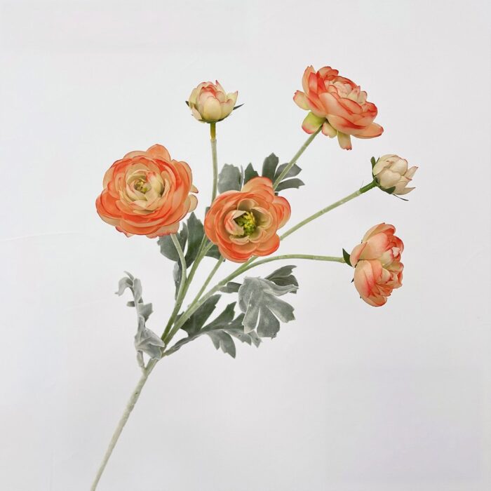 Cluster of peach artificial lotus flowers, ideal faux wedding flowers for lasting bouquets.