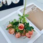 Silk Rose 7 Heads - 69-YWMR4009 artificial flower in orange