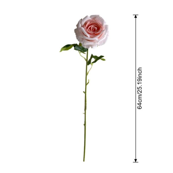 Realistic pink faux rose artificial flower, perfect for everlasting wedding and home decor.