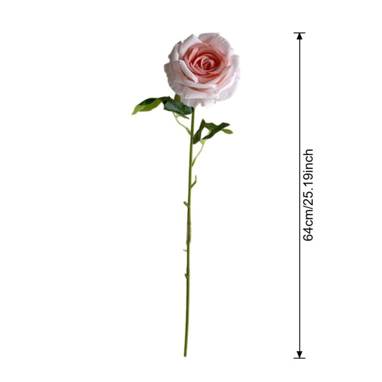 Realistic pink faux rose artificial flower, perfect for everlasting wedding and home decor.