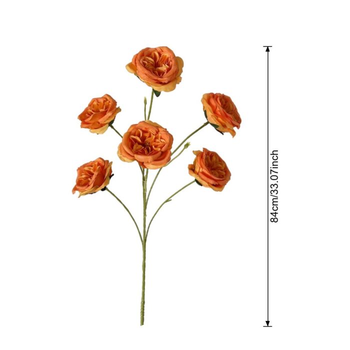 Six realistic artificial rose heads, a beautiful faux wedding flowers decor piece.
