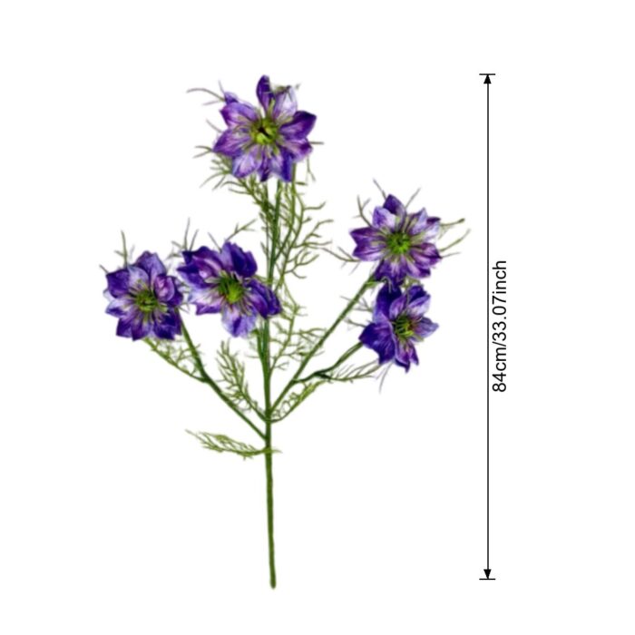 Branch of purple faux cosmos flowers, perfect for realistic wedding decor.