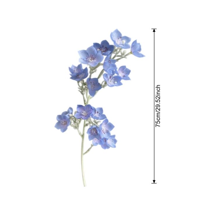 Blue artificial flower spray for wedding decor, simulating real touch wedding flowers.