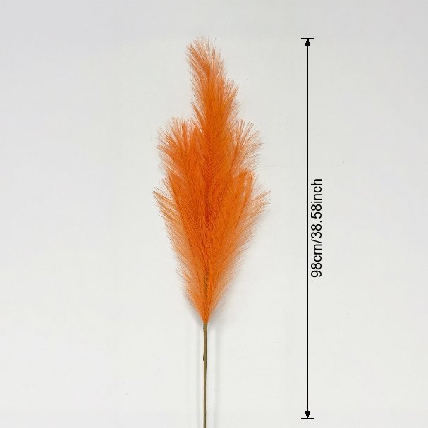 Tall orange artificial feather reed ideal for craft projects and creating faux wedding flowers.