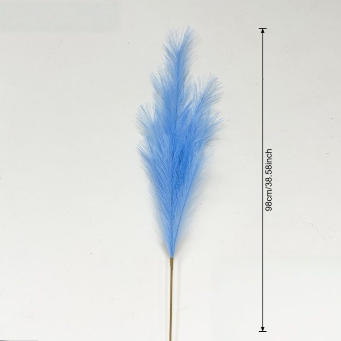 Large blue faux feather plume for floral arrangements, used as an artificial flower accent.