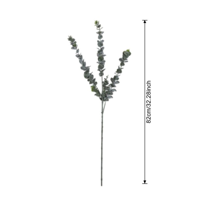 Realistic faux eucalyptus branches designed for wedding and floral decor arrangements.