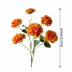 Six heads of silk roses, a bouquet of artificial flower decor for weddings.