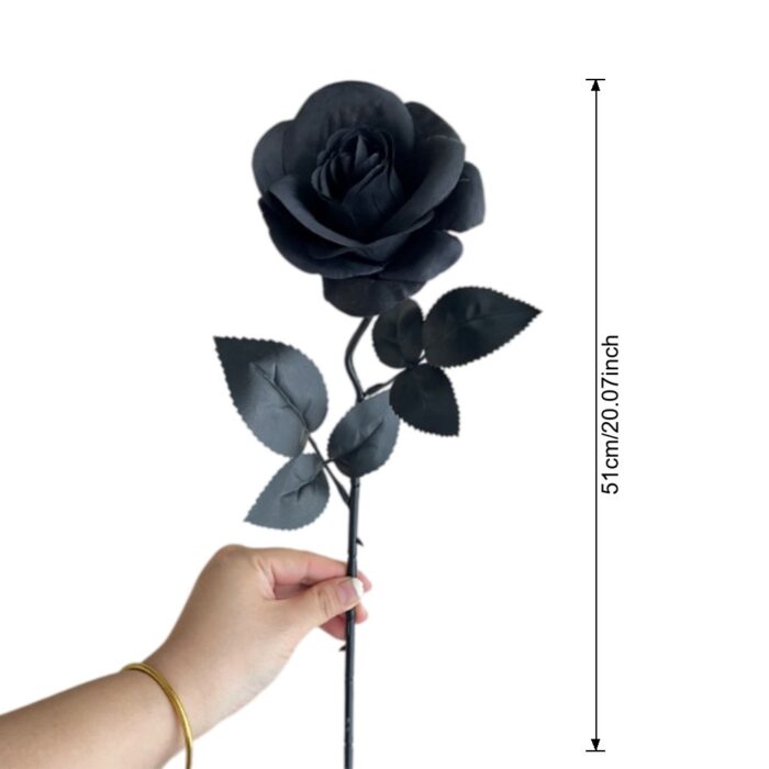 Dark black artificial flower rose stem for wedding decor and boutonnieres