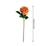 Single peach silk artificial rose stem, suitable for faux wedding flowers decor.