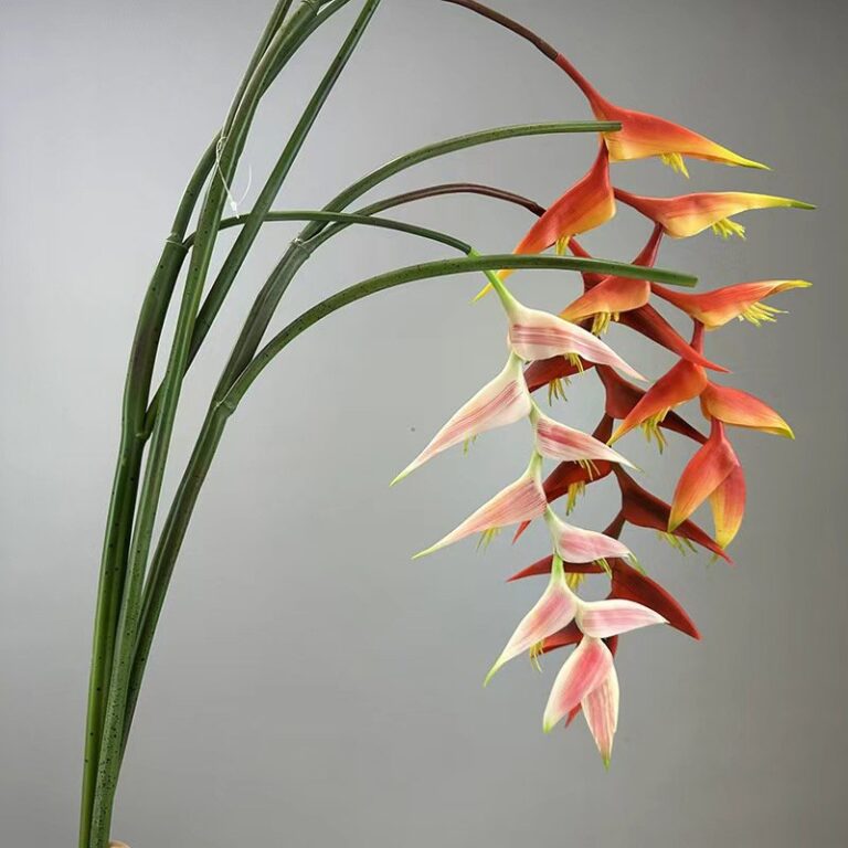 Real touch hanging bird of paradise 9 heads in orange, red and pink