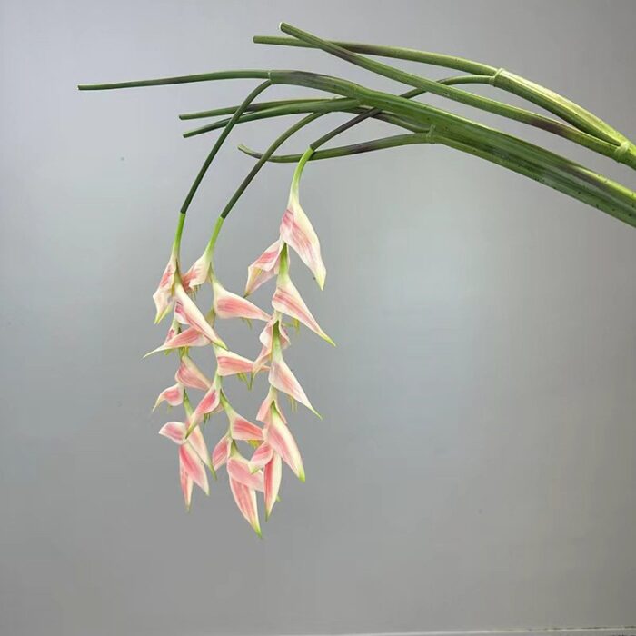 Two pink real touch hanging bird of paradise stems