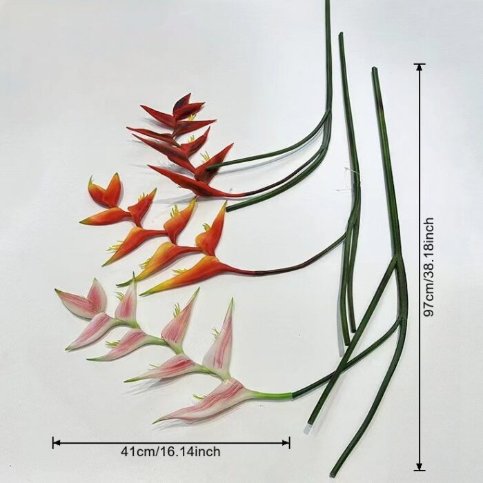 Hanging bird of paradise size: 97 cm stem, 41 cm flower spike